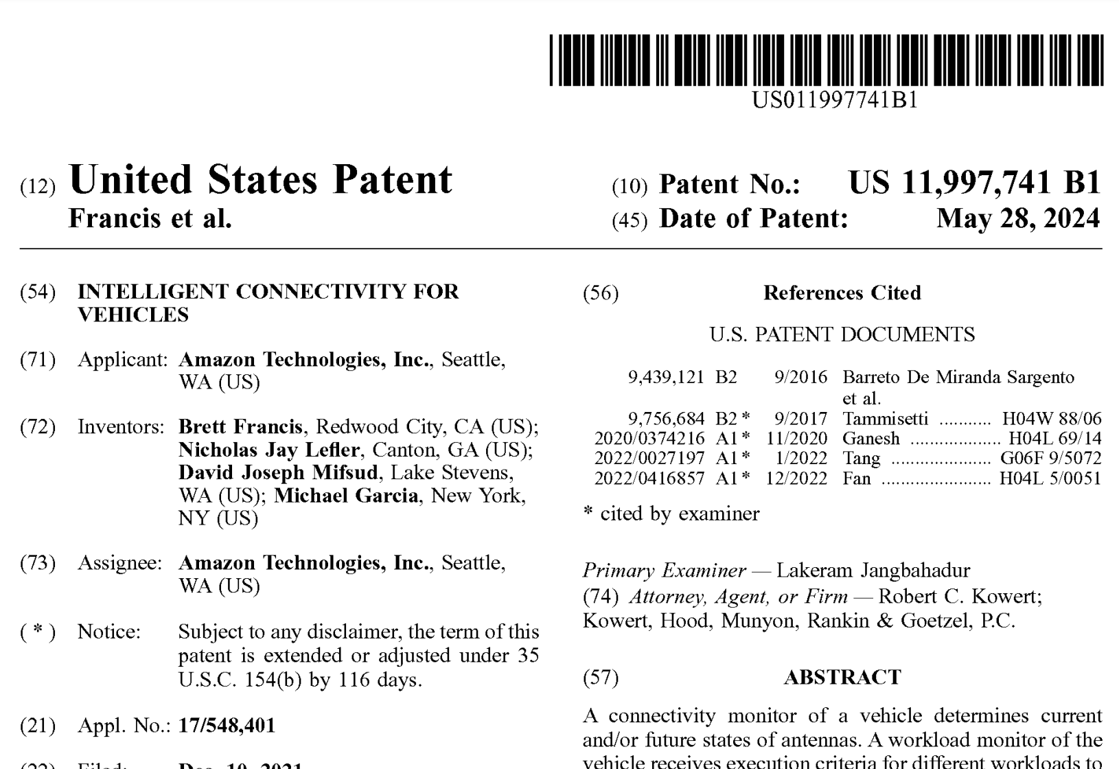 Patent No 11,997,741