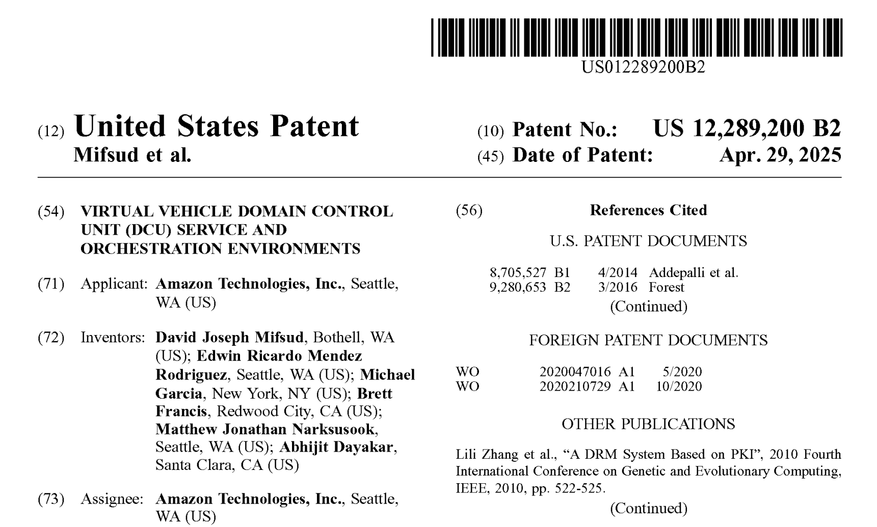 Patent No 12,289,200